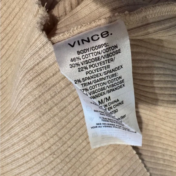 NWT Vince Beige Sleeveless Ribbed V-Neck Top | M - Picture 5 of 5